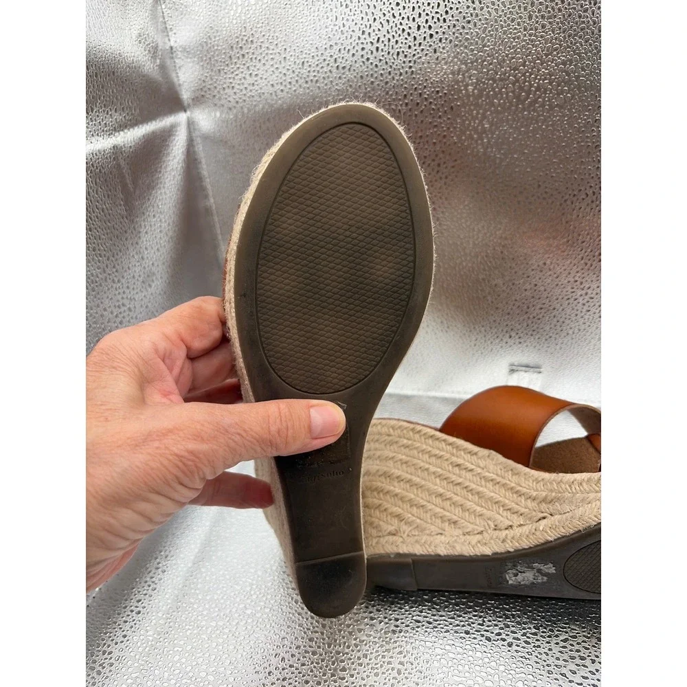 Zigi Soho Magee Cognac Brown Espadrille Wedge Sandals Women Size 8 Slip On Slide